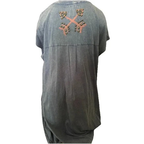 New Double D Ranch Top Thunderbird Long Studded Western Boho Side Slit Tunic S M - Picture 6 of 8